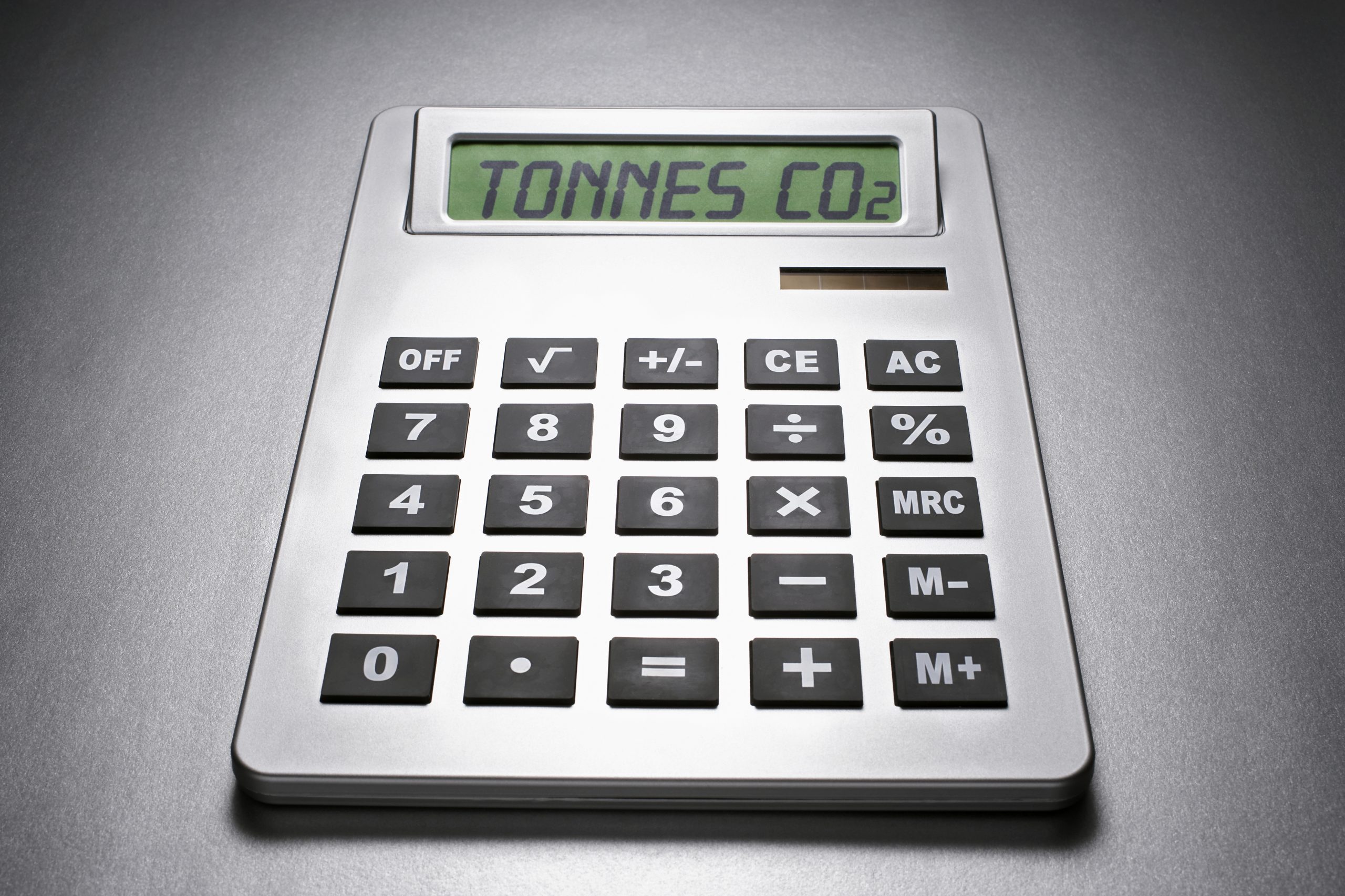 Calculator informing about carbon dioxide concentration