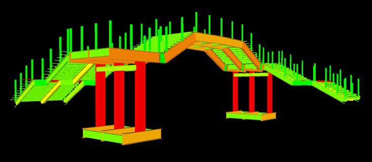 Heat map of embodied carbon on a footbridge
